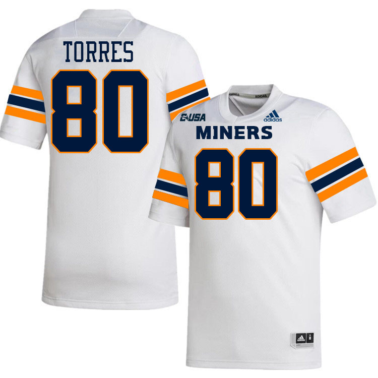 #80 Marcus Torres UTEP Jersey,UTEP Miners College Football Jersey,Uniforms-White